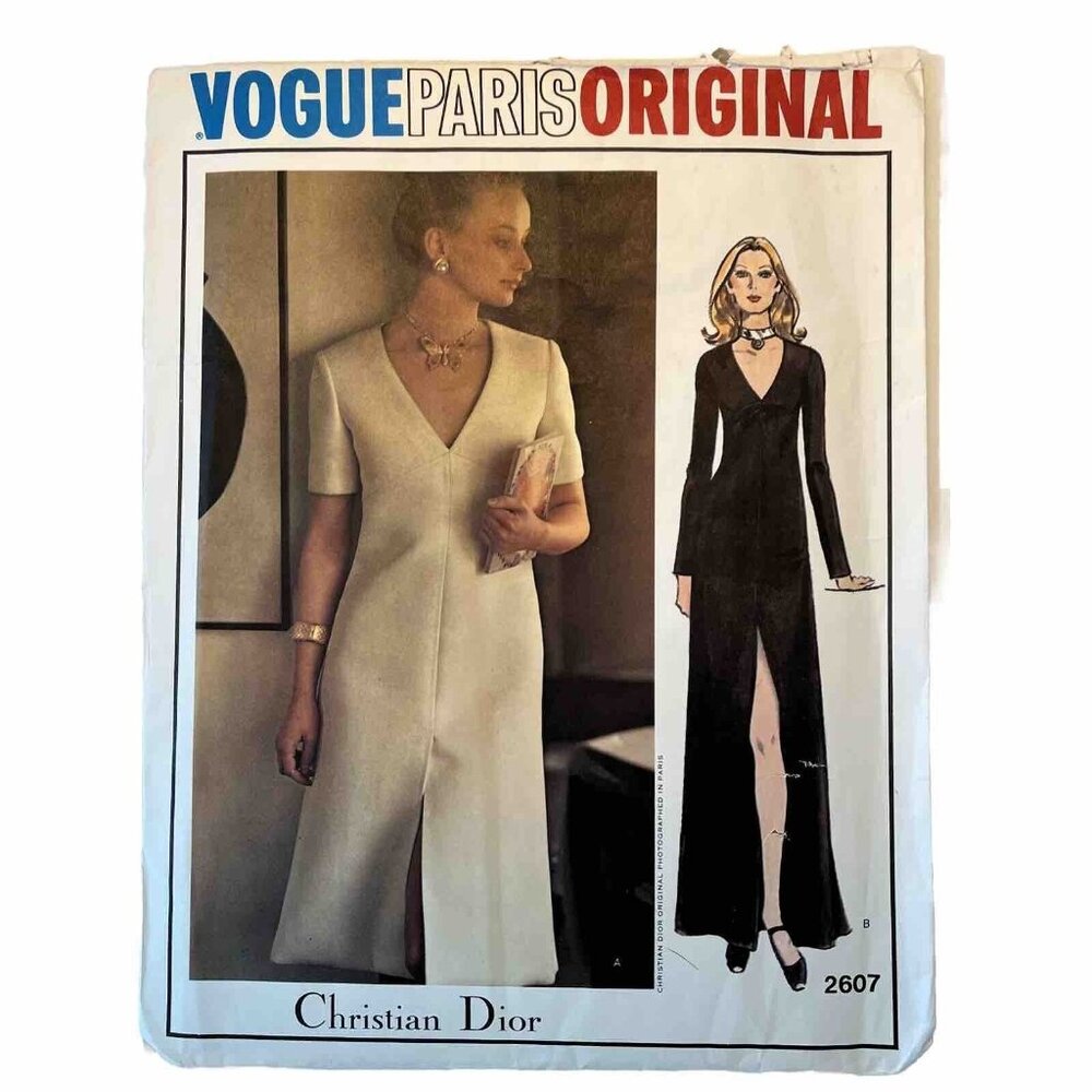 Vogue Paris Original 2607 Christian Dior A-line Dress V-Neck Size 10 Bust 32.5
